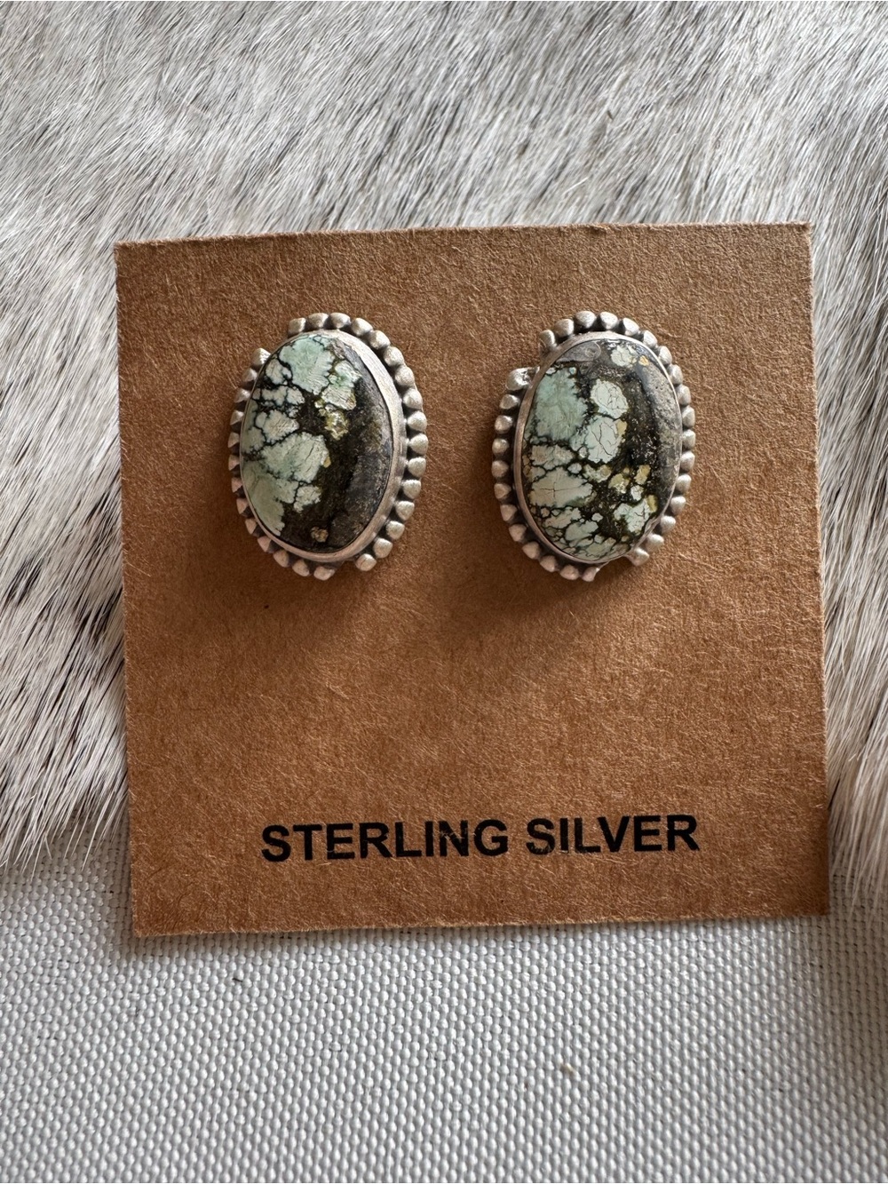 Sterling Silver Dry Creek Turquoise Oval Stud Earrings